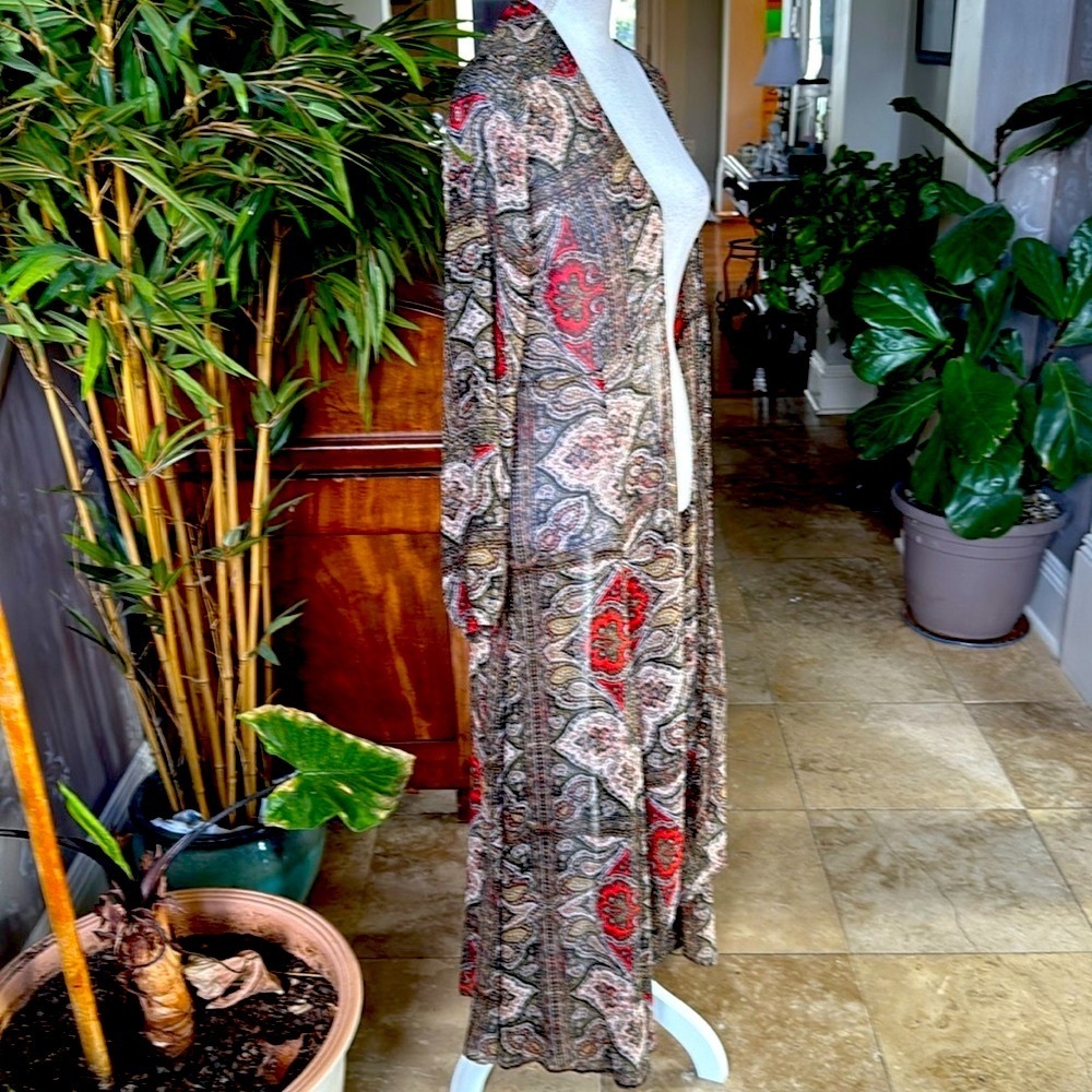 Express ladies, long sleeve maxi, sheer cover-up size large, NWT Paisley - Picture 13 of 16